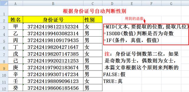 excel怎么自動(dòng)分男女（excel輸入身份證自動(dòng)出性別的方法）(1)
